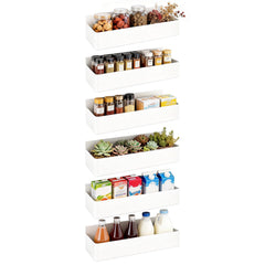 Magnetic Storage Rack 6pcs Set Black and White Minimalist Style Refrigerator/Washing Machine/Microwave Side No-Drill Storage Rack Kitchen Bathroom Cabinet Strong Load-Bearing Easy to Clean, Utility Racks