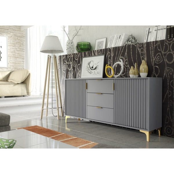 Tide Crest 140cm Modern Sideboard with Gold Accents and Storage