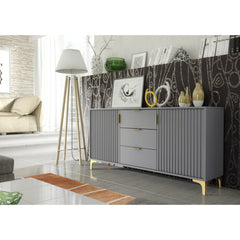 Tide Crest 140cm Modern Sideboard with Gold Accents and Storage