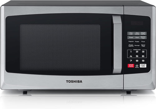 Toshiba 800W 23L Microwave Oven with Digital Display, Auto Defrost, One-Touch Express Cook, 6 Pre-Programmed Auto Cook Settings, and Easy Clean - Stainless Steel Door Handle Microwave - ML-EM23P(SS)