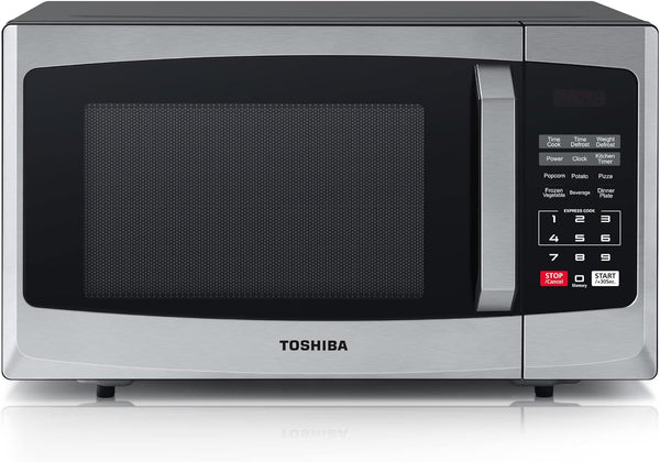 Toshiba 800W 23L Microwave Oven with Digital Display, Auto Defrost, One-Touch Express Cook, 6 Pre-Programmed Auto Cook Settings, and Easy Clean - Stainless Steel Door Handle Microwave - ML-EM23P(SS)
