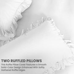3-Piece Ruffle Frilled Duvet Cover Set – Soft, Comfortable Bedding with Pillowcases, Button Closure, Elegant Layered Design