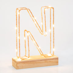 Light Up Letter | LED Alphabet Wire Frame Letter Lights | Rose Gold Copper Initials | Personalised Lighting | Battery Powered | For The Office Living Room Bedroom | Gift For Her