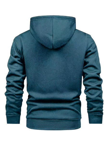 Men's Casual Zip-Up Hooded Jacket with Letter Print, Black & Beige Contrast, Regular Fit, Machine Washable, Front Pockets for Outdoor & Casual Attire