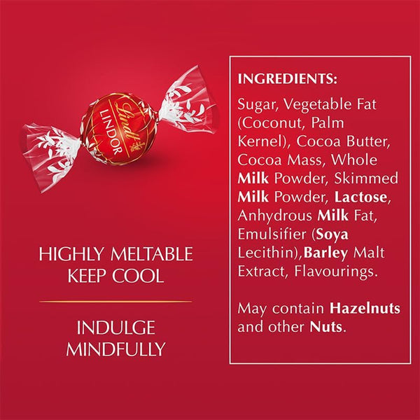 Lindt Lindor Milk Chocolate Truffles – 1Kg Bag (Approx. 80 Balls) – Smooth Filling – Christmas, Gift, Birthday, Congratulations, Sharing Treat