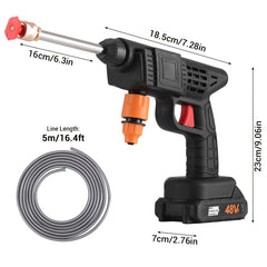 1500W Portable Cordless High Pressure Electric Car Wash - Equipped with 6-In-1 Nozzle, Handheld Car Wash Gun, for Car Wash/Home/Floor/Garden Cleaning, Includes 2 X 6000Mah Batteries