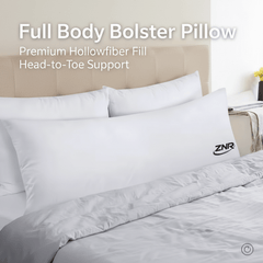 Full Body Bolster Pillow Hollowfiber Filled Long Body Pillow, Medium Firm Support Cushion for Side Sleepers, Maternity Comfort, Back & Neck Support