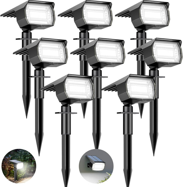 Btfarm 4 Pack Solar Lights Outdoor Garden, 72 LED Solar Spot Lights 3 Modes IP65 Waterproof Garden Uplighters Solar Powered, Auto On/Off Spotlight for Yard Driveway Pathway Landscape 6500K Cool White