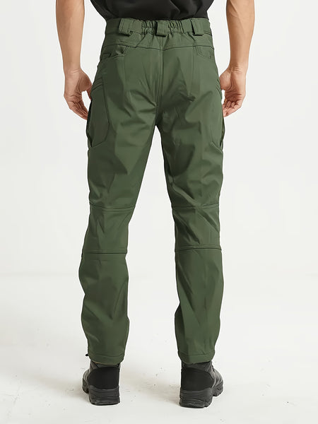 1PC Men's -Lined Warm Tactical Cargo Pants, Thick Winter Style, Multi-Pocket, Windproof Snowproof, Micro-Stretch Fabric, Suitable for Outdoor Hiking, Fishing, Casual Outings, No Belt