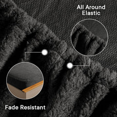 Brentfords Teddy Fleece Fitted Bed Sheet Plain Thermal Warm Soft Luxury Bedding, Charcoal Grey - Double