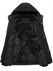 2025 New Winter Casual Multi-Pocket Workwear Hooded Men's Jacket with Lining, Mid-Length with Detachable Hood