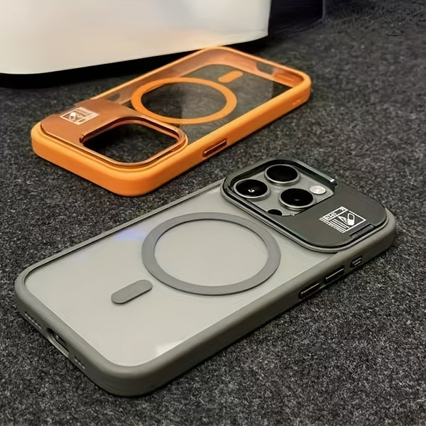 Phone Case: Magnetic Foldable Invisible Bracket Phone Case with Lens Protection Film for iPhone 17 16 15 14 13 12 11 Pro Max 17Air Wireless Charging Cover Fall Resistant Protective Case