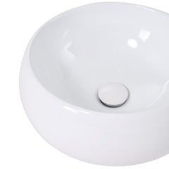Ceramic Counter Top Sink Round 400*400*155mm Modern Bathroom Cloakroom Hand Washing Basin Sink Bowl with Waste Pipe Kits