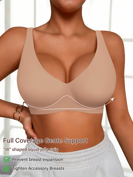 Full-Coverage Push-Up Bra - High Wire-Free Lift, Non-Detachable Padding, Soft T-Shirt Compatible Strap, Casual And Formal Elegant Lingerie, Hand Washable (No Underwire, One-Piece Design)