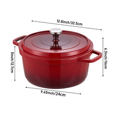 20cm/24cm Enamel Stew Pot, Double-Handled Non-Stick Soup Pot for Instant Noodles and Daily Cooking, Suitable for Gas Stove and Induction Cooker, White/Green/Red
