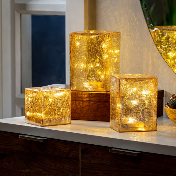 Evergreen LED Glass Sphere & Cube Lights, 3 Piece