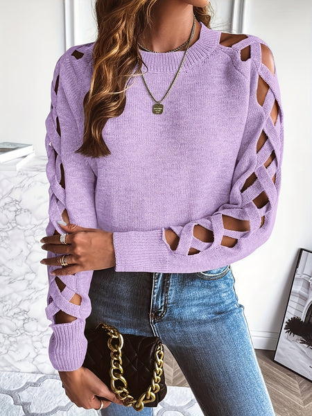 Directional Spring Summer 2026 New Style Solid Color Hollow Out Pullover Sweater