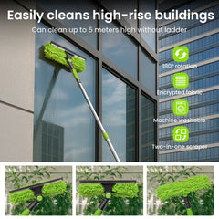4M Window Squeegee Set Glass Cleaning Tool with Extension Poles & Washer for Indoor and Outdoor Use