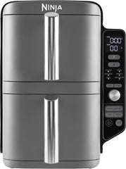 Ninja Foodi Dual Zone Digital Air Fryer, 2 Drawers, 7.6L, 6-In-1, Uses No Oil, Air Fry, Max Crisp, Roast, Bake, Reheat, Dehydrate, Cooks 4-6 Portions, Non-Stick, Dishwasher Safe Baskets, Black AF300UK