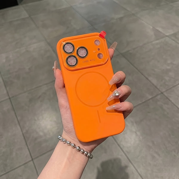 Luxury Orange HD Transparent Magnetic Wireless Charging Phone Case Compatible With IPhone 17 Pro Max Air 16 15 14 13 12 11 Pro Max 17 Pro Cases Shockproof Soft Frame Hard Back Cover