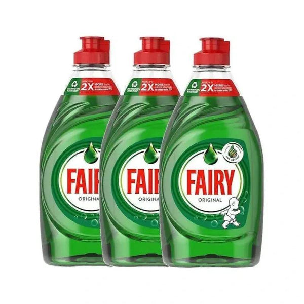 Fairy Original Washing Up Liquid Green 320ml (Pack of 3), Concentrated Dishwashing Liquid with LiftAction for Tough Grease Removal, Long-Lasting Formula, Gentle on Hands