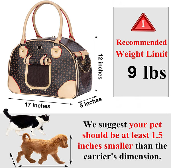 Adriene'S Choice Luxury Pet Carrier, Puppy Small Dog Carrier, Cat Carrier Bag, Waterproof Premium PU Leather Carrying Handbag for Outdoor Travel Walking Hiking Shopping