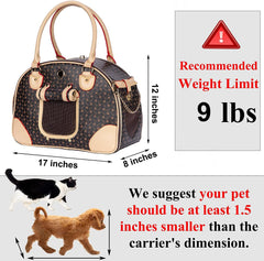 Adriene'S Choice Luxury Pet Carrier, Puppy Small Dog Carrier, Cat Carrier Bag, Waterproof Premium PU Leather Carrying Handbag for Outdoor Travel Walking Hiking Shopping