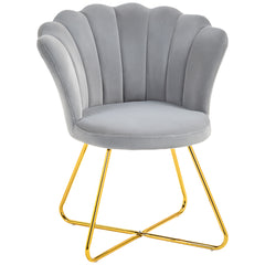 Modern Armchair, Velvet Tufted Accent Chair with Lotus Backrest, Occasional Chair with Steel Legs for Living Room, Bedroom