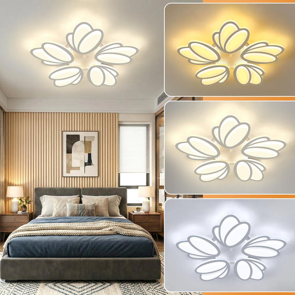 LED Ceiling Lighting and Remote Control, LED Ceiling Light, Dimmable Ceiling Light, Living Room Fan, Suitable for Bedroom Dining Room Office