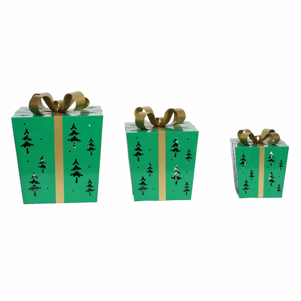 Metal Gift Boxes with LED Lights – Set of 3