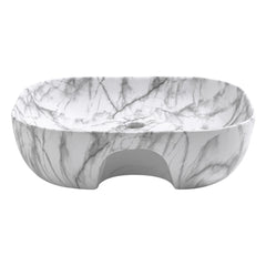 510*410mm Marble Effect Ceramic Sink Basin Bathroom Vanity Countertop Wash Sink w/Waste Kit
