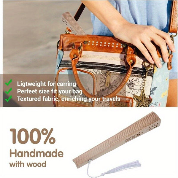 Bamboo Folding Fan Vintage Hand Fans for Party Wedding Dancing Flush Fan Breeze