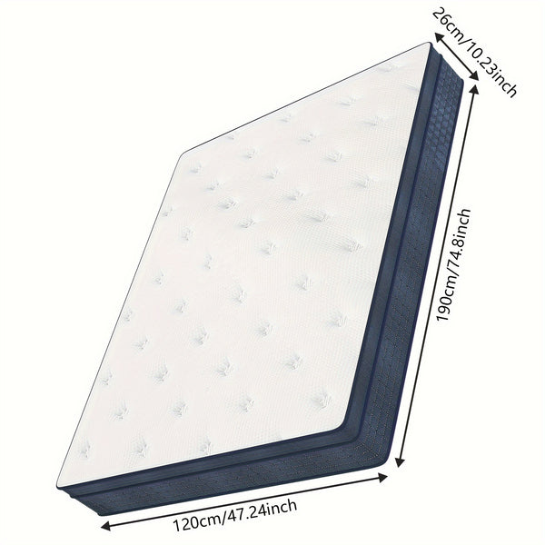 26cm/10.2in) Premium Hybrid Mattress: Individual Pocket Springs & 7-Zone Gel Foam, Medium Firm, Motion Isolation, Blue & White Design