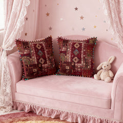 18x18 Inch Reversible Turkish Pattern Pillows (Set of 2 with Inserts) - Romantic Turkey Boho Floral Double Sided Design, Premium Polyester Cover & Fill, Decorative Accent Pillows for Sofa, Chair, Bedroom