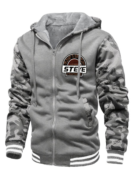 Men'S Cozy Fleece Hoodie, Stylish Color-Blocked Jacket for Autumn And Winter