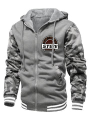 Men'S Cozy Fleece Hoodie, Stylish Color-Blocked Jacket for Autumn And Winter