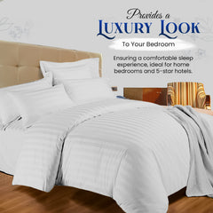 Luxurious Hotel Quality Egyptian Stripe Duvet/Quilt Cover Bedding Set with Pillowcases All Sizes Bedding Set - 3pcs Hypoallergenic Satin Stripes Microfiber Duvet Quilt Cover with Pillow Cases - Soft Comfortable, Durable Breathable & Anti-Wrinkle Duvet Cov