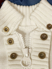 Christmas Women's Elegant Cardigan - Front Zipper & Multi Buttons, Stand-Up Collar Sweater, Structured Fit for Office, Party, Everyday - All-Season Chic Outerwear, Office Wear, Textured Knitwear, Ribbed Texture, Stylish Coverup, Working Professionals