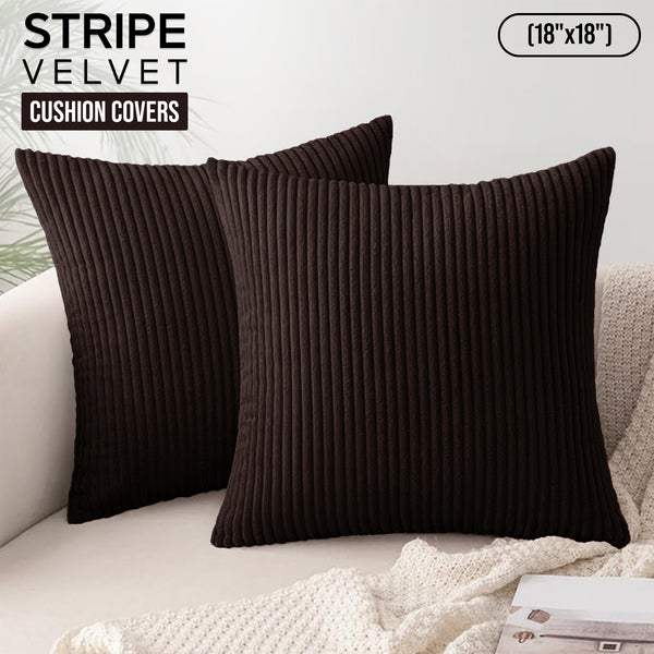 1pc Stripe Velvet Cushion Cover – Soft Luxury Cushion Case, Modern Textured Design, Machine Washable for Sofa & Bedroom Decor, Ideal Gift