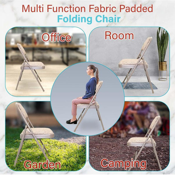 Crystals Deluxe Fabric Padded with Heavy Duty Steel Metal Frame Folding Back Rest Chair for Home Garden Office Computer Desk (1)