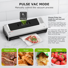 Bonsenkitchen Vacuum Sealer with 40 Vacuum Bags, Fast-Compact Vacuum Sealer Machine for Sous Vide Cooking and Food Stay Fresh up to 6X Longer (Silver)