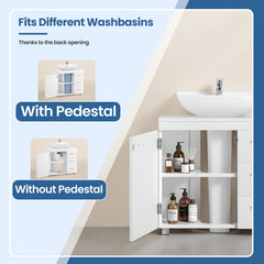 Under Sink Bathroom Cabinet, Storage Cabinet, with 3 Drawers, for Washbasins with Pedestal, 30 X 70 X 64cm, Cloud White