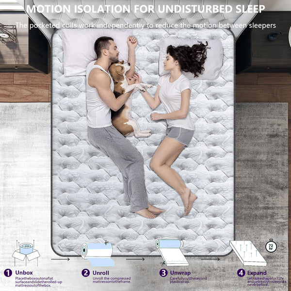 King Size Mattress (150x200x28cm/135x190x28cm) 2000+ Pocket Springs & Gel Memory Foam 7-Zone Ortho Support Reinforced Reduction Medium Firm Fits King Size Bedding 45cm Rolled Box (Christmas, Halloween Valentine's Day gifts), 200-Night Trial Christmas gift