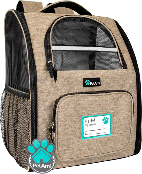 Petami Dog Backpack Carrier for Small Large Cat, Pet, Puppies, Ventilated Pet Hiking Backpack Travel Bag, Airline Approved Cat Backpack Carrier, Safety Back Support, Camping Biking Dog Bag, Charcoal