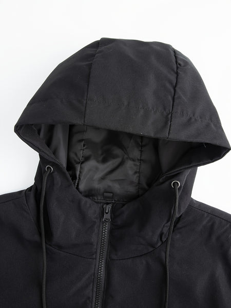 Men'S Mid-Length Trench Coat Jacket, Adjustable Hood with Drawstring, Large Pocket Design, Lightweight And Breathable, Fashionable And Versatile, Suitable for Daily Casual Wear, Dates, And Travel, Spring Fall Essential Top Coat