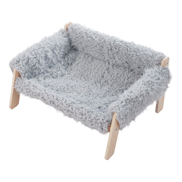 Large Cat Sofa Dog Bed, Sturdy Wooden Pet Sofa for Indoor Cats, Soft Cat Couch Wooden Cats Hammock Suitable for Kitten, Puppy Gray 56x45x27cm