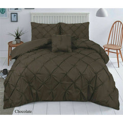 PINTUCK PLEATED ALFORD EGYPTION COTTON MIX DUVET COVER WITH PILLOW CASEA ALL SIZES SINGLE DOUBLE KING SUPER KING