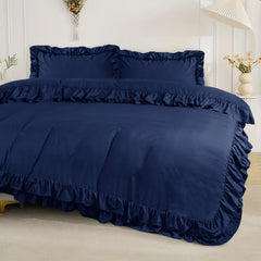 3-Piece Ruffle Frilled Duvet Cover Set – Soft, Comfortable Bedding with Pillowcases, Button Closure, Elegant Layered Design