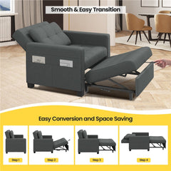 Costoffs 3-in-1 Convertible Sleeper Chair Bed, Tufted Futon Sofa Chair with Adjustable Backrest & Back Pillow, Multi-Function Sleep Chair Bed for Small Space, Apartment, Studio, Guest Room, Home Living Room Furniture
