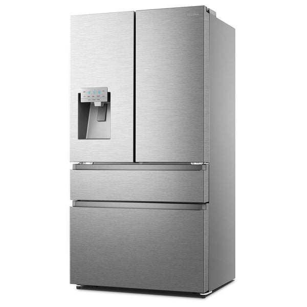 Hisense RF728N4SASE, Multi Door Fridge Freezer with Non Plumbed Water and Ice Dispenser, E Rated in Stainless Steel